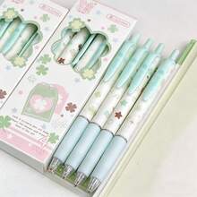 Bộ 4 bút bi xoay hình cỏ bốn lá màu xanh lá cây tươi mát, mực đen, biểu tượng cỏ bốn lá may mắn, đầu bút gel 0.5mm, đồ dùng học tập, đồ dùng cho năm học mới. - Cái bút - Xem 7