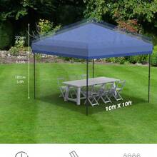 10 X 10ft Pop Up Canopy,  Foldable Outdoor Sunshade Shelter, One-Push Setup Tent  for Events, Parties, Camping and Commercial Use. Instant Setup Tent Shelter With, No Sidewalls - Azul - Ver 3