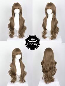 32-Inch Heat-Resistant Synthetic Wavy Wig - Long Thigh-Length Curly Hair Style, Rare Warm Tone Full Wig - Multicolor - View 6