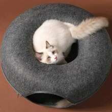 1pc Felt Cat Donut Shaped Cat Bed With Ventilation Holes, Interactive Cat Toy, 2-In-1 Cat Tunnel & Cat Bed - Different Sizes - View 5