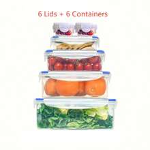 12pcs/24pcs Food Storage Containers, 5 Sizes, Reusable Sealed Lid PP Material Snap Lock Boxes, Suitable For Fruit, Vegetable, Salad, Pasta, Meat, Bento, Lunch And More, Fridge & Kitchen Organizer, Space Saving Stackable - Multicolor - View 12