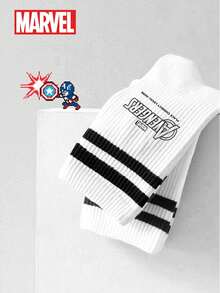 1/3 pares de calcetines oficiales de dibujos animados de Marvel para hombres, a rayas negras y blancas, transpirables y frescos, adecuados para el verano, resistentes al olor y que absorben la humedad. Calcetines de tobillo con diseño de dibujos animados casuales, adecuados para estudiantes y adultos para uso diario, regalos y deportes - Multicolor - Ver 6