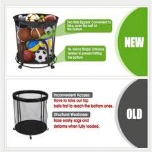 48-Gallon Rolling Mesh Storage Container With Wheels & Side Zippers, Heavy-Duty Organizer For Sports Balls & Clothing, Garage, Playroom & Home - Default - View 4