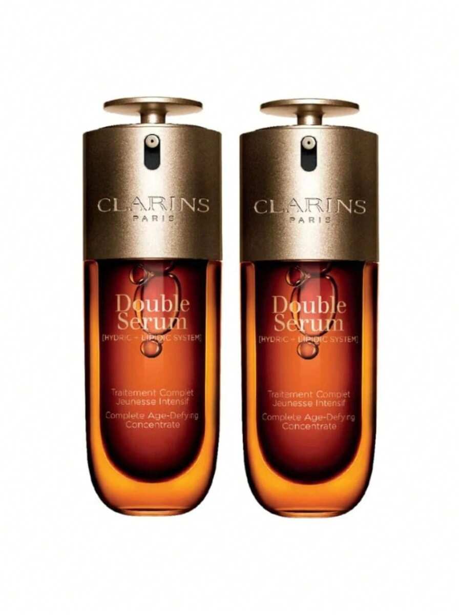 Clarins Double Serum Anti-Aging + Anti-Wrinkle Serum 1.7 OZ/50 ML Duo, Visibly Firms Smoothes Boosts Radiance Refines Pores 24H Hydration All Skin Types Girlfriend Wife Mother Friend Birthday Graduation Party Travel Camping Outdoors School Campus Trip Festivals Anniversary, Gift Valentine's Day Halloween Thanksgiving Christmas New Year's Day - Serum - View 1
