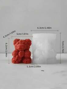 1个情人节玫瑰花拥抱爱心硅胶模具，创意卡通熊造型硅胶模具，适用于节日装饰、桌面摆件、生日礼物、房间装饰、家居香氛蜡烛模具、桌面摆件蝴蝶结熊/花束熊硅胶模具 - A-白色 - 查看 2