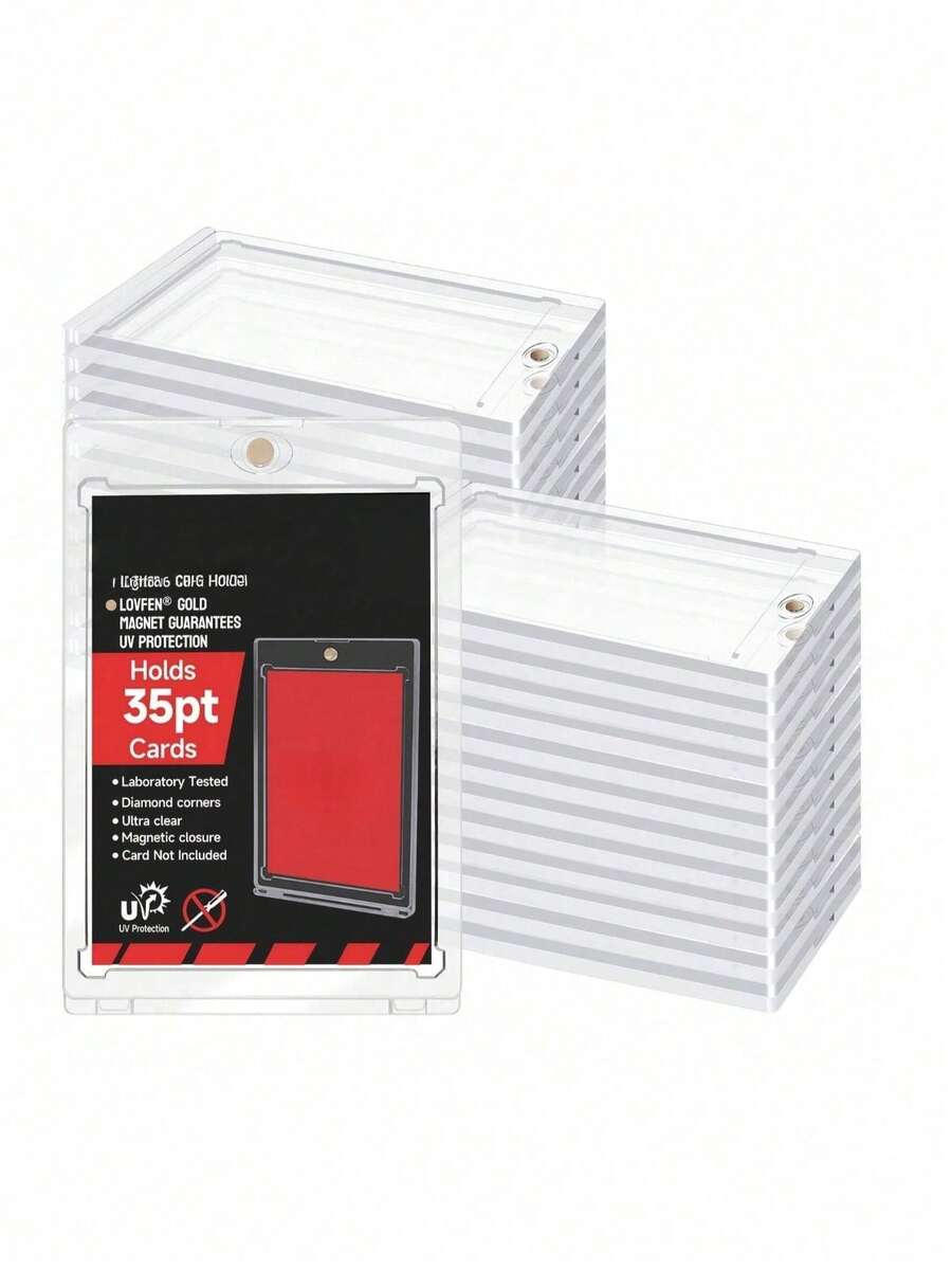 10/5/1pc Ultra Durable Magnetic Card Storage Box - Hard Plastic Structure Protective Case, Thick Card Protection Box, Suitable For Baseball Cards And Trading Cards, Perfect Christmas, Halloween And Back To School Season Gift - Multicolor - View 1
