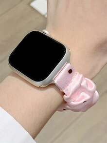 1条简约可爱波点尼龙弹力表带，兼容 38mm 40mm 41mm 42mm 44mm 45mm 49mm，优雅女士替换表带，适用于 Series 11 10 9 8 7 6 5 SE Ultra 2，时尚配饰 - 粉色 - 查看 5