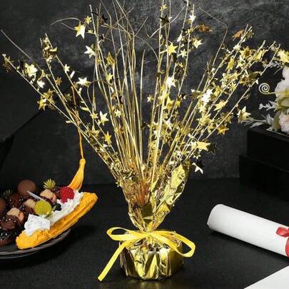 1件金属箔喷雾中心装饰品派对星星桌饰引人注目闪亮反光可重复使用坚固加重底座独立易于安装柔韧金属线适用于生日婚礼婴儿派对新娘派对周年纪念毕业典礼