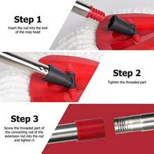 Spin Mop Replacement Handle - 4-Section 30" To 58" Mop Handle Replacement Stick Compatible With O-Ceda Spin Mop EasyWring Mop Handle For Floor Cleaning Mop HeadandBase Not Include (Red) - Màu đỏ - Xem 7