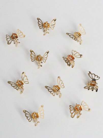 5个金色镂空蝴蝶发夹，可爱蝴蝶造型发饰，适合女孩，装饰发夹，适合女孩秋冬假日装扮