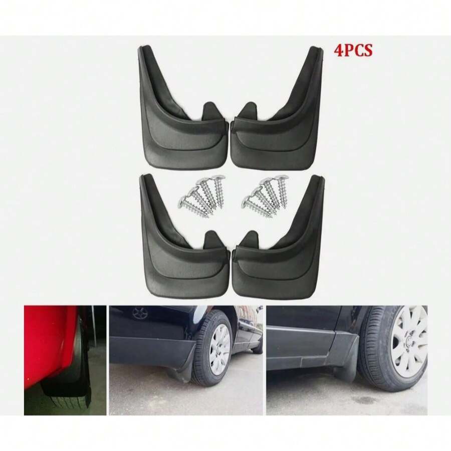 4Pcs Mudguards Mud Flaps Splash Guards For Car Suv Fender Black Abs Soft Plastic - A - View 1