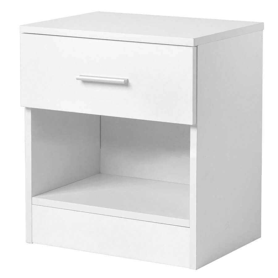 2-Tier Nightstand Bedside Cabinet End Table For Bedroom Home Office White - White - View 1