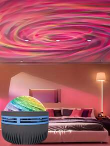 RGB Spiral Starry Sky Projection Lamp, LED Dynamic Star Vortex Projector For Living Room, Holiday, Party, Bedroom Decor, USB Powered With Remote Control, Creates Romantic Dreamy Atmosphere, Perfect Christmas, Halloween Gift For Friends - LED Starry Sky Projector Lamp - View 2