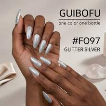 15ml Silver Glitter Gel Nail Polish, Sparkling Sequin Diamond Effect, Soak-Off UV LED Nail Gel, Color Matches Bottle, Professional Salon Quality, Long-Lasting, Christmas New Year Party DIY Home Nail Art Supplies, Glossy Nail Polish - Silver - View 9