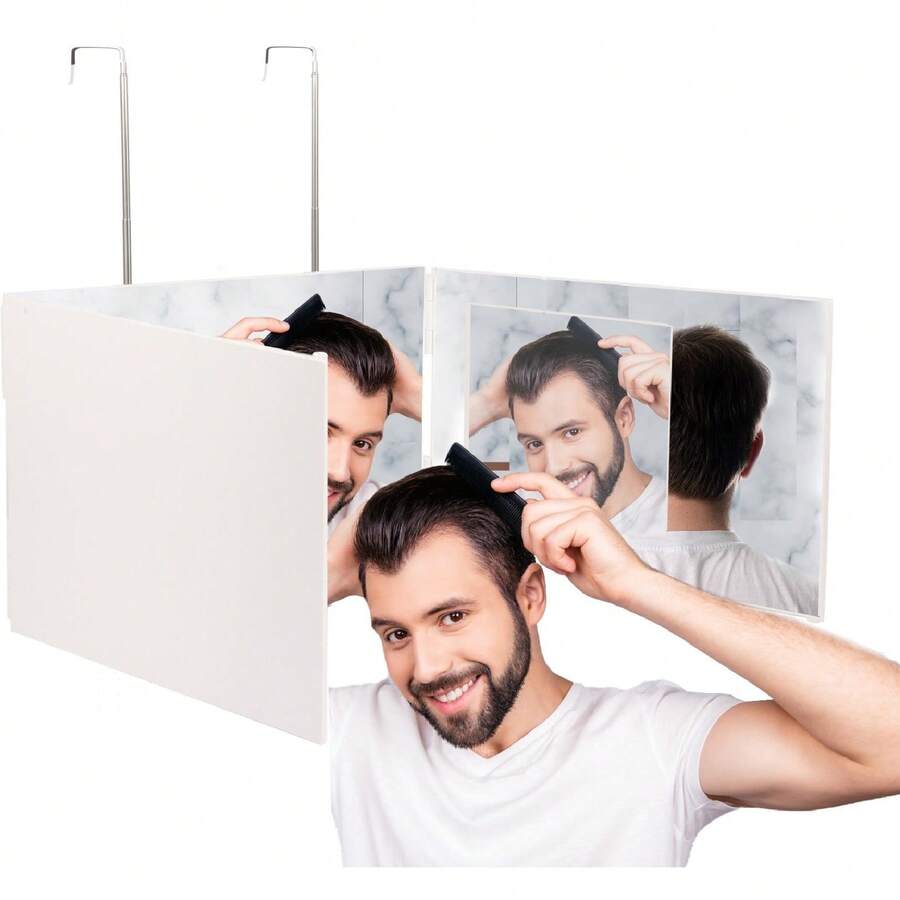 3 Way Mirror For Hair Cutting, Barber Mirror Self Cut To See Back Of Head, 360 Mirror For Haircuts For Men, White - trắng - Xem 1