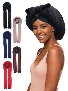 2-In-1 Adjustable Satin Bonnet With TieLong Satin Sleep Cap For Long Hair/Braids,Soft Satin Hair Bonnet With Button Night Hair Cover For Curly Hair - A - View 1