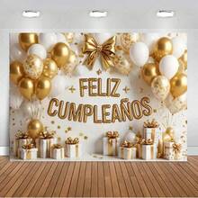 Spanish Happy Birthday Theme Background Supplies Colorful Balloon Birthday Party Decor Backdrop Kid Photo Shoot Prop Equipped With 4 Eyelets. - 款式E - 查看 7