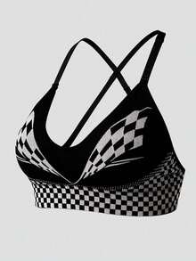 1pc Sports Thin-Strapped Women's Camisole Bra - Black - View 8