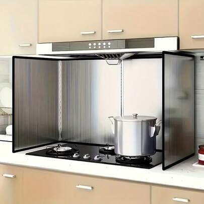 1 tấm chắn bếp chống dính bằng thép không gỉ, tấm bảo vệ nhiệt cho bếp, chất liệu thép không gỉ, kiểu dáng dụng cụ nhà bếp, đồ dùng nhà bếp, phụ kiện nhà bếp, thiết kế tấm chắn bắn dầu mỡ, tấm chắn bếp, dùng cho gia đình, xe RV, du lịch, cắm trại.