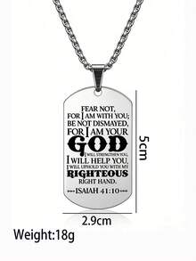 suteyi Men's Dog Tag Cross Necklace, Double-Sided Engraved American Flag And Bible Verse Pendant, Christian Baptism Jewelry Gift - Silver - View 4
