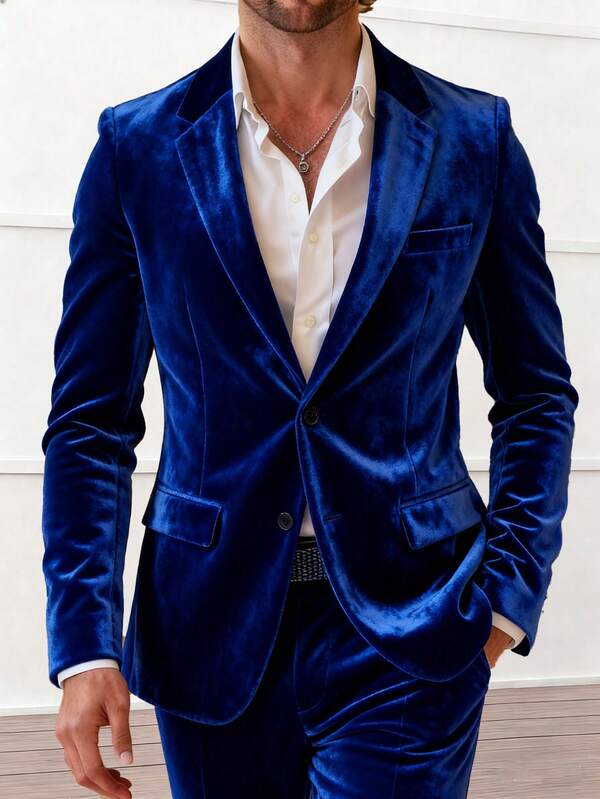 I FineLong Chaqueta de traje de hombre de terciopelo de estilo casual y elegante, para uso formal