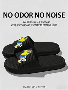 Retro Soccer Player Pattern Slippers | Comfortable EVA Open-Toe House Slippers Suitable For Men And Boys. We Recommend Choosing One Size Larger For Wide Feet. - Black - View 2