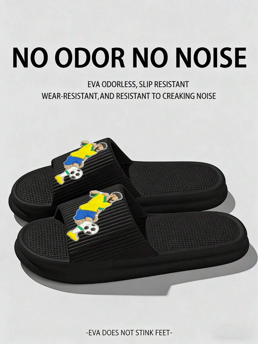 Retro Soccer Player Pattern Slippers | Comfortable EVA Open-Toe House Slippers Suitable For Men And Boys. We Recommend Choosing One Size Larger For Wide Feet.
