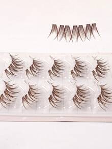 假睫毛，1盒5对透明带假睫毛，棕色细纤维，极简睫毛，轻盈天使假睫毛，柔软，羽毛般，自然睫毛效果，适合日常妆容，DIY假睫毛。 - 查看 7