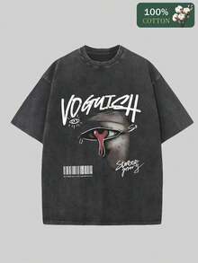 a con las palabras "Por favor, no te deprimas", camiseta de marca de moda vintage batik de alta calidad, grosor medio, adecuada para el verano, un regalo perfecto para cosplay en vacaciones. - Negro - Ver 8