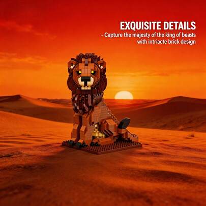 1024Pcs Cute Cartoon Animal Micro Mini Building Blocks, Stress Relief Assembly DIY Puzzle, Creative Design With Realistic Look, Including Tiger, Lion, Giraffe, Suitable For Animal Collectors, Exercise Finger Flexibility, Home & Office Desktop Decoration, Ideal For Birthday, Festival & Souvenir Gifts