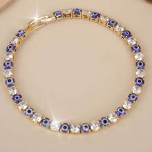 1条闪亮法蒂玛邪眼4毫米锆石网球手链，适合日常佩戴、送礼、派对。 - 惡魔之眼 - 查看 1