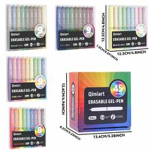 45-Color Erasable Gel Pen Set, 0.6mm Fine Tip Clockwise Retractable Design, Built-In Eraser, Smooth Vivid Ink Completely Erasable, Cute Eggshell Shape, Suitable For Art Journals, Doodles, Daily Note-Taking, DIY Crafts, Quality Back-To-School & Office Supplies - Set - View 13