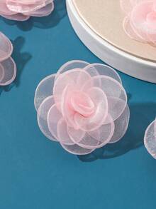 6pcs Pink Cute Rose Flower Hair Clips, Suitable For Daily Wear And Vacation - Pink - View 4