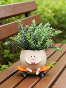 Cute Resin Smiling Face Succulent Plant Pot - Indoor Outdoor Greenhouse Shelf Desktop Decor Small Plant Pot Charming Home Garden Decor Pot - C - View 9