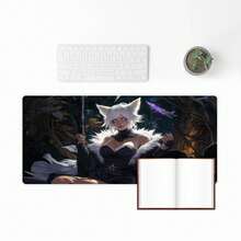 Y'shtola Night's  TCG Playmat Cat  XL Extended Mouse Pad 11.81x27.56in, Gaming Keyboard Mat, Non-Slip Stitched Edges Desk Pad Protector - 鼠標墊 - 查看 3