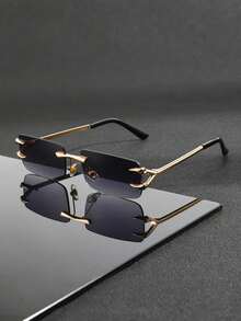 1 Pair Men's Metal Rimless Edged Personalized High-Fashion Glasses, Suitable For All Seasons, Outdoor Sports, Parties, Performances, Cycling, Driving, Summer Beach Vacation, Holiday Gifts, Daily Use - Multicolor - View 15