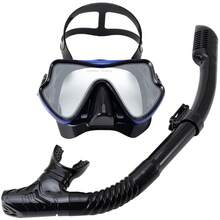 1 Set Panoramic Wide-Angle Adjustable Dry Snorkel Mask, Tempered Glass Anti-Leak Adult Snorkeling Diving Swimming Training Equipment, Professional Snorkel Set - Multicolor - View 15