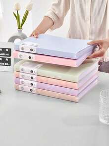 1 pieza Carpeta protectora de páginas transparente A4, 10/20 páginas interiores, uso estudiantil, exámenes, calificaciones, almacenamiento de certificados, organización de documentos de oficina, archivador de hojas sueltas, útiles escolares, manual de información de oficina de alta capacidad y multicapa - Insertar carpeta - Ver 2
