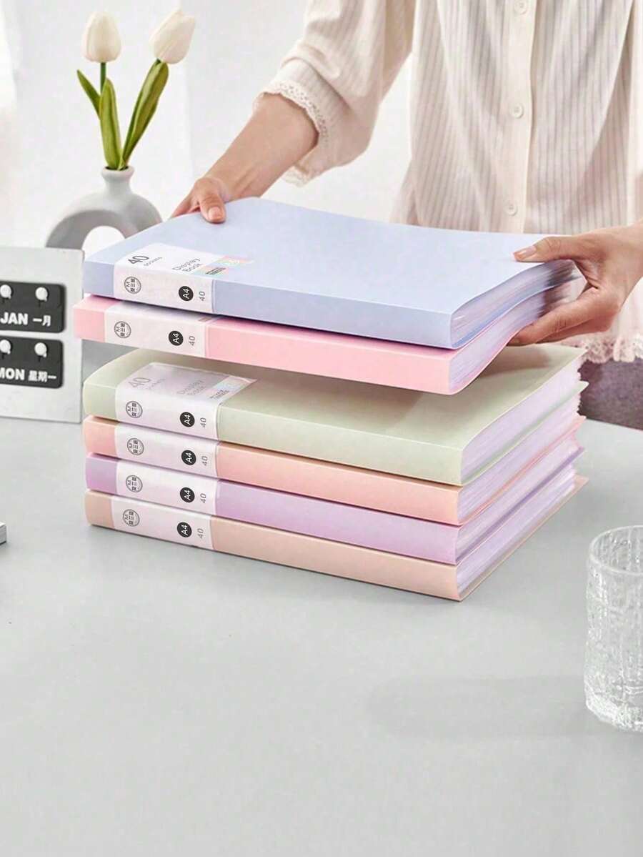 1 pieza Carpeta protectora de páginas transparente A4, 10/20 páginas interiores, uso estudiantil, exámenes, calificaciones, almacenamiento de certificados, organización de documentos de oficina, archivador de hojas sueltas, útiles escolares, manual de información de oficina de alta capacidad y multicapa