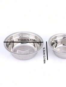 Bộ 1/2 bát ăn cho mèo/chó bằng thép không gỉ, bát đựng thức ăn cho thú cưng, chống trượt, chống cắn, bền bỉ. - bạc - Xem 7