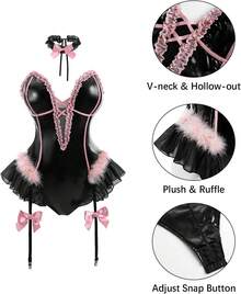 FCCAM Bunny Costume Adult Womens Bunny Bodysuit Halloween Cosplay Suit - trắng - Xem 4