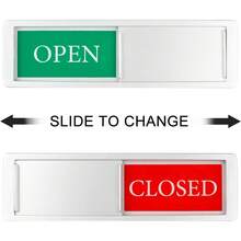 Open Sign Business, Open Closed Slide Door Sign Office Store Private Studio Surgery And Clinics, Privacy Slider Door Indicator With, Bold & Colored Text - Silver - Open-sliver - View 3