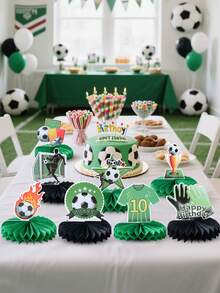 9pcs Soccer Theme Party Honeycomb Decorations, Soccer Party Backdrop Decor, Photo Props, Soccer Birthday Party Decorations, Soccer Sports Party Tabletop Paper Decorations, Soccer Theme Birthday Party Decorations, Home Decor, Room Decor, Soccer Party Table Centerpiece Decorations, World Cup Party Decorations, Soccer Party Supplies, Birthday Gift, Party Favors - Football - View 3