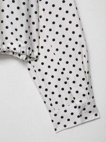 Seelio Spring/Autumn New Women's Fashion Casual Versatile Stand Collar Zipper Long Sleeve Polka Dot Jacket Coat Youthful Back To School - White Background With Black Polka Dots - View 9