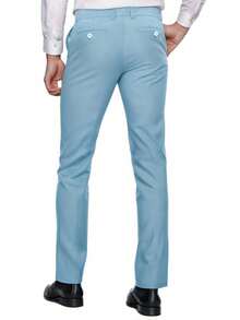 3pcs/Set Men's Fashion Slim Fit Stretchy Business Suit, Include Blazer, Vest, Pants, Work Formal Wear Tuxedo - Baby Blue - View 5