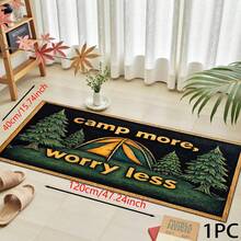 1pc Green Camp Pattern Design, Kitchen Decor, Home Decor, Decorative Mat, Fashion Doormat, Multi-Purpose Mat, Kitchen Floor Mat, Kitchen Mat Set, Kitchen Floor Protector, Comfort Standing Mat, Living Room Bedroom Bathroom Laundry Office Area Rug, Home Decoration Indoor - Multicolor - View 5