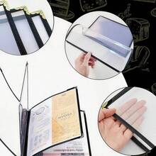 A4 Size Leather Cover Transparent Display Binder, Transparent PVC Page Protector Recipe Book, Restaurant Menu Holder, Restaurant Cash File Folder, Restaurant Menu, Kitchen Organization Supplies - Multicolor - View 8