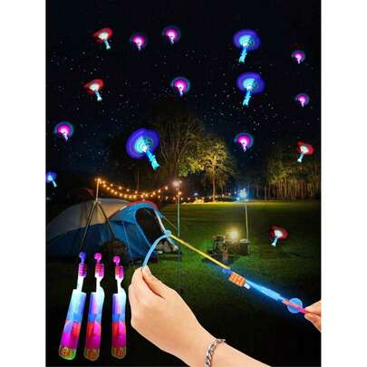 20个魔法发光箭矢火箭直升机飞行LED装饰品，趣味派对礼物，弹性弹弓发射器，飞行直升机玩具，旋转直升机玩具，派对小礼物，弹弓飞行直升机玩具，玩具，感官灯，解压玩具，生日礼物，圣诞礼物，节日玩具