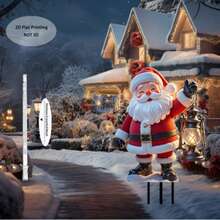 1 pieza Decoración de césped de acrílico 2D de Papá Noel y árbol nevado, instalación con estaca para exteriores, adecuado para Navidad, Acción de Gracias, Año Nuevo, letrero de patio de acrílico duradero, sin batería/energía necesaria, regalo perfecto para el hogar y el jardín, para todas las estaciones - A - Ver 4