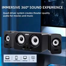 全新专业9D三合一环绕立体声音响/电脑音箱/4扬声器（双低音增强）台式电脑音箱/2.1声道环绕声效果/电脑游戏音箱/多媒体显示音箱 - 独立音量控制 - 查看 9